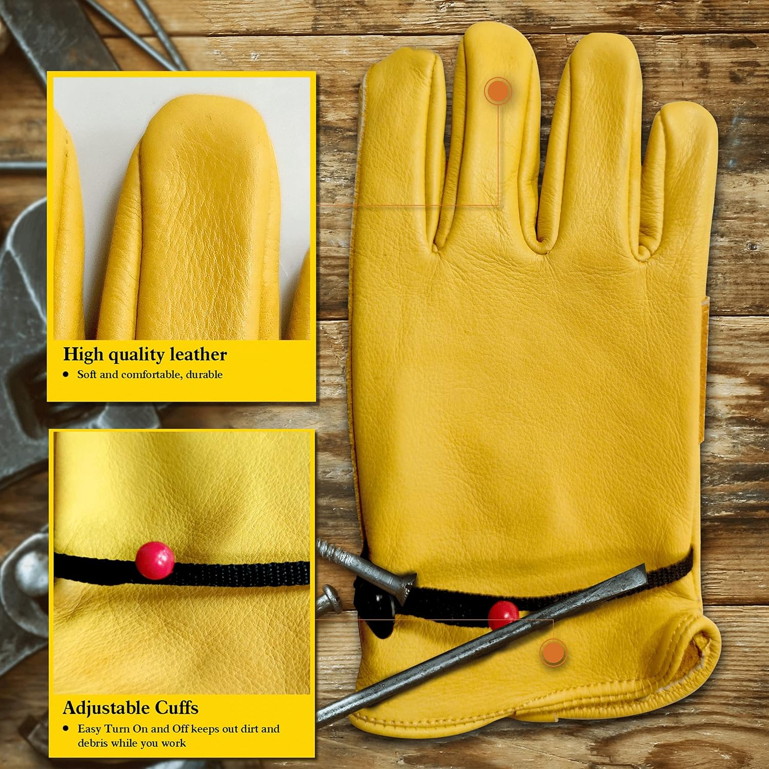 Yellow Cowhide Leather Gardeni - огляд і ціна Garden Gloves